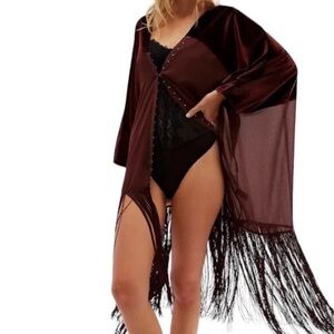 Free People Velvet Dreams Fringe Kimono
